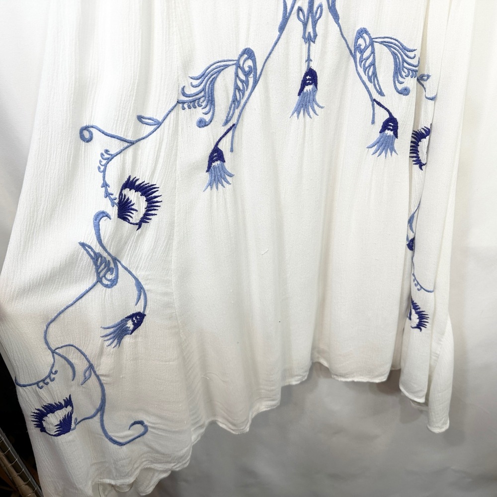 Free People Medium Slip Dress Adelaide Festival White Blue Floral Boho Mini 195 - Picture 7 of 16
